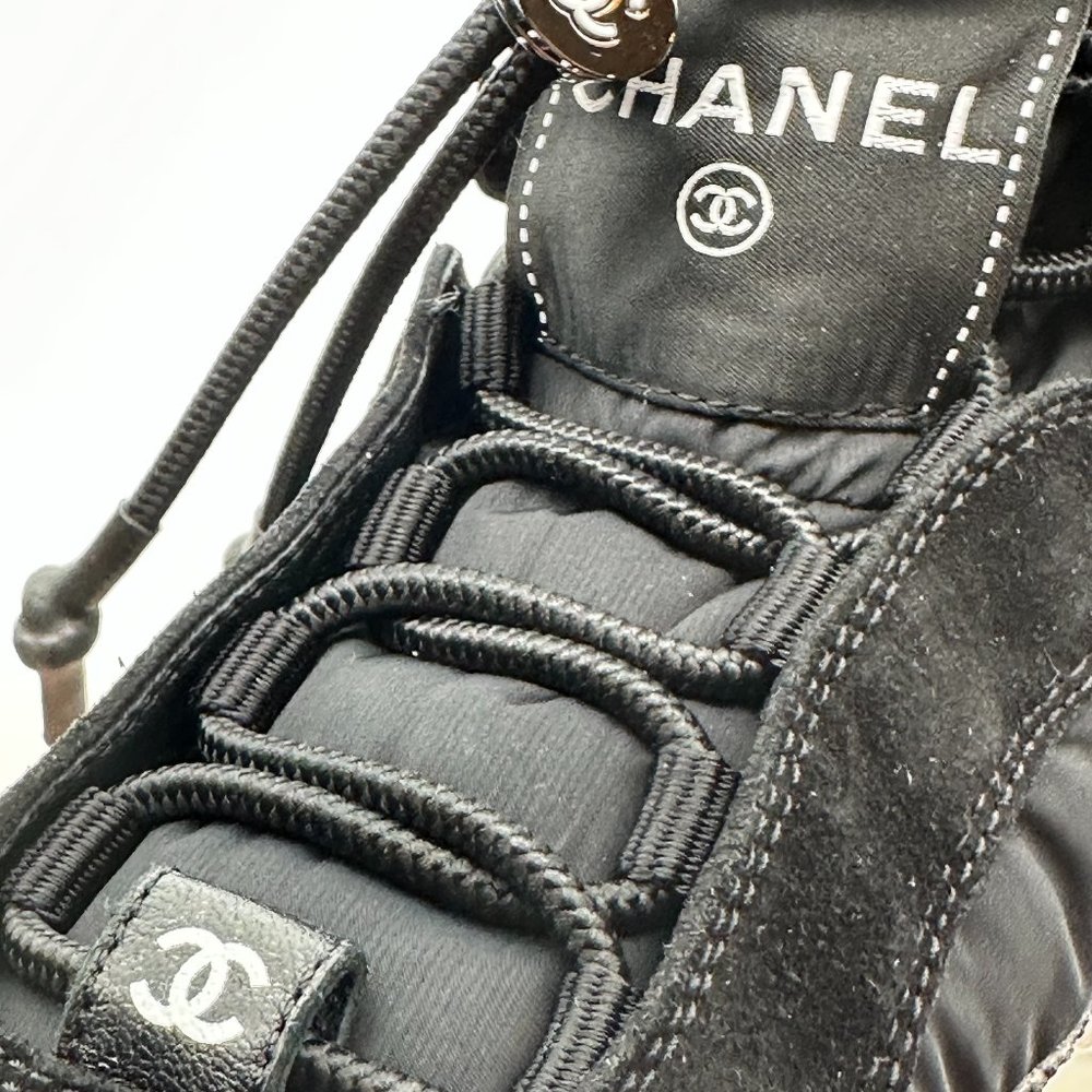 CHANEL 21N Nylon Suede Signature Sporty Ankle Boots Sneakers Shoes - Picture 11 of 16